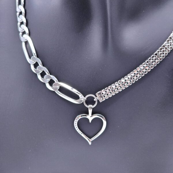 Collier Upcyclé argenté cœur strass Julia – Image 2