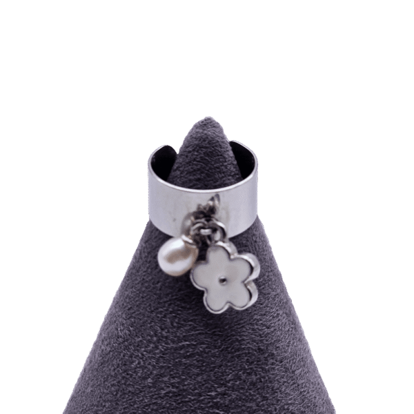 Bague pampille perle et fleur – Image 4
