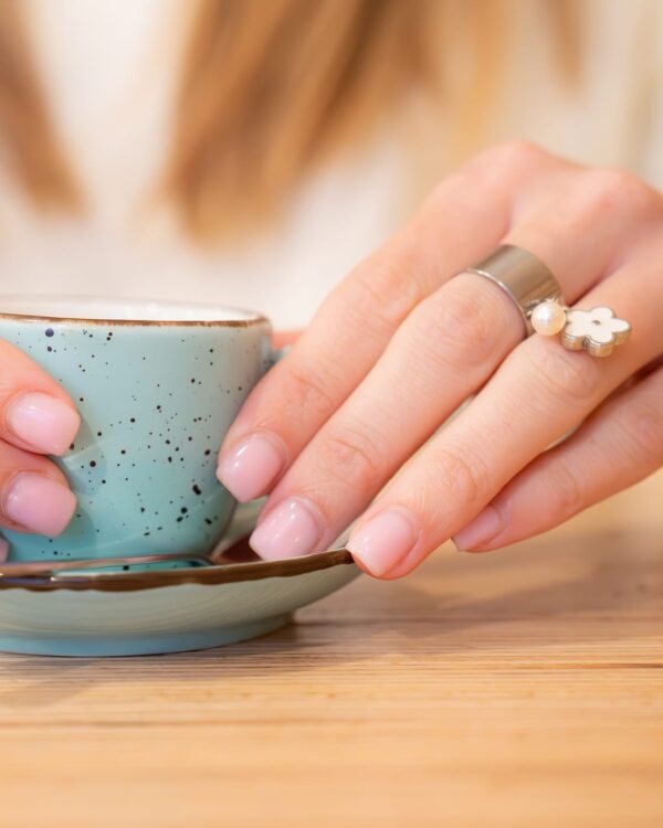 Bague pampille perle et fleur – Image 2