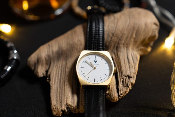 Montre Aurora cuir noir lézard – Image 2