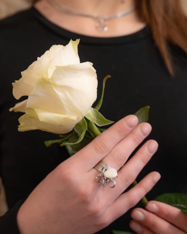 Bague pampille chaîne et cœur – Image 4