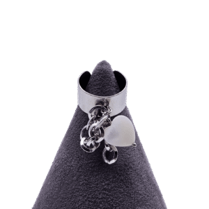 Bague pampille chaîne et cœur