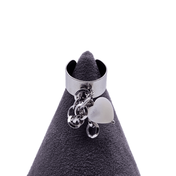 Bague pampille chaîne et cœur
